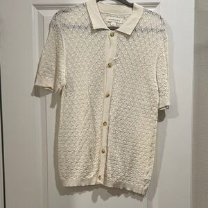 Aeropostale Ivory Lace Button-Up Top